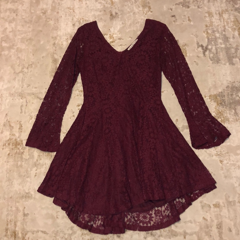 burgundy lace dress